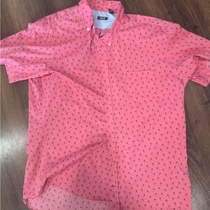 Izod Pink Button Down Shirt with Palm Tree Pattern